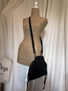 Free People Billie Suede Leather Crossbody Bag Adjustable Strap Drawstring Purse